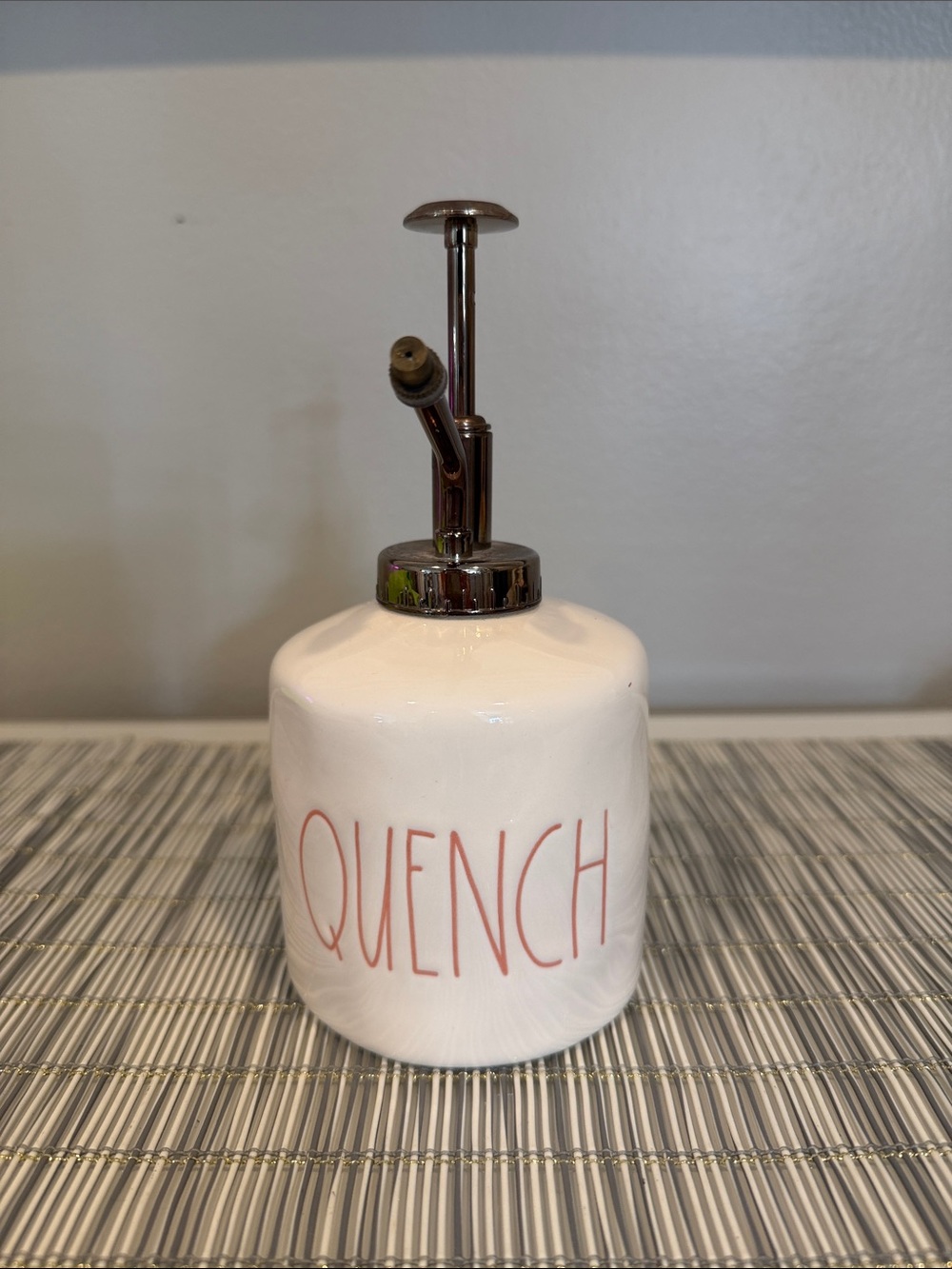 Rae Dunn Ceramic 'QUENCH' Pump Spray Bottle - Plant Mister
